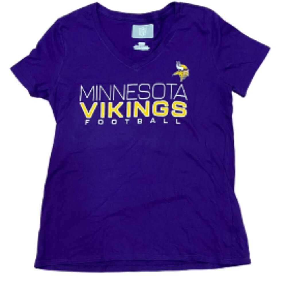 NFL Women’s Minnesota Vikings T-Shirt Short Sleeve V Neck Purple Medium NWT